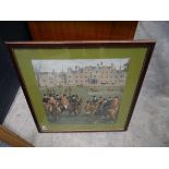 Group of various pictures incl. 2 gilt framed Asian scenes, 1 Sandringham Meet hunting print,