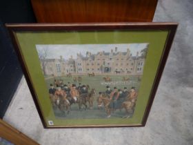Group of various pictures incl. 2 gilt framed Asian scenes, 1 Sandringham Meet hunting print,