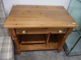 Modern pine single drawer work station with pull out section below
