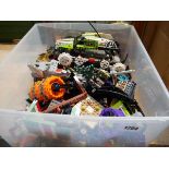 Crate containing various Lego pieces