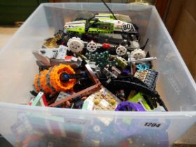 Crate containing various Lego pieces