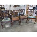 2 pairs of mahogany framed dining chairs on ball and claw supports