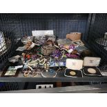 Cage containing costume jewellery incl. belts, bracelets, watches, etc. with quantity of vintage