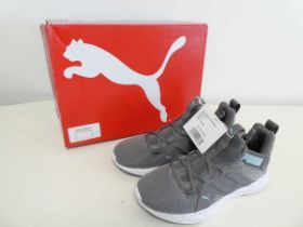 +VAT Boxed pair of Puma trainers in grey. Size 5.