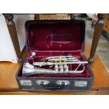 Trumpet with mouth piece in padded fitted case