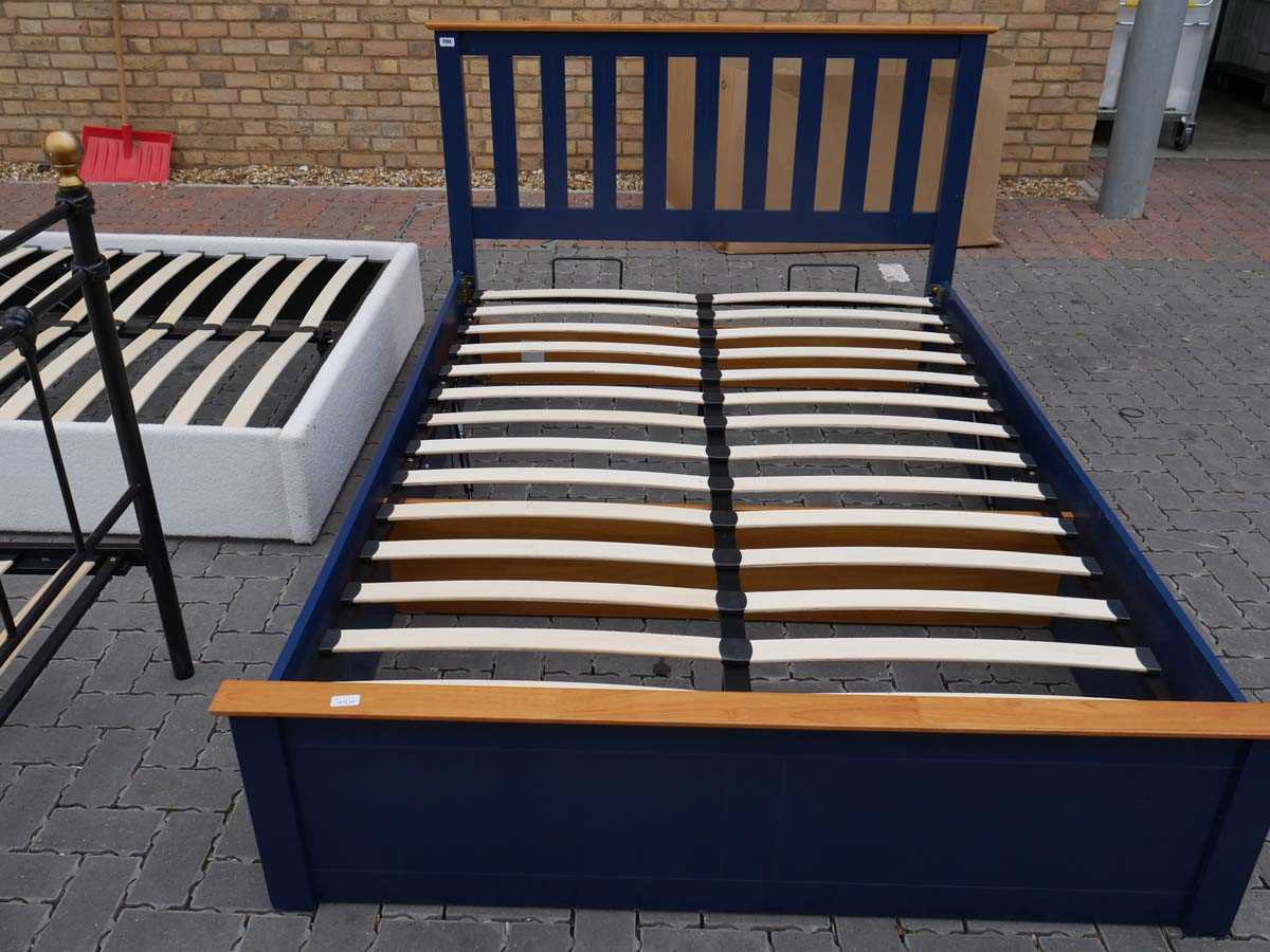Navy blue finish storage bed frame