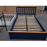 Navy blue finish storage bed frame