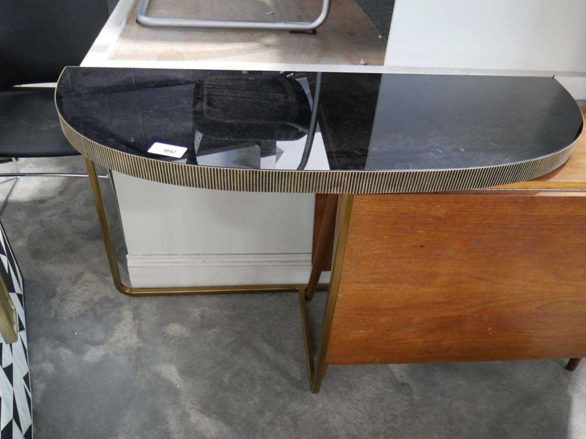 +VAT Metal framed side table with black glass surface
