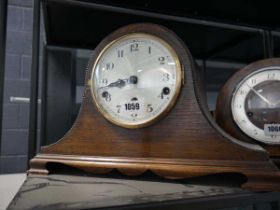 Dark oak cased Napoleon type mantle clock
