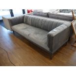 +VAT Modern grey sofa upholstered in suede cushioned finish on black metal frame