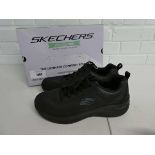 +VAT Boxed pair of Skechers arch comfort trainers in black size 10