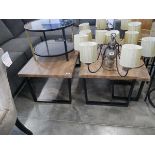 Group of hardwood finish coffee tables incl. 2 large and 2 small nesting tables
