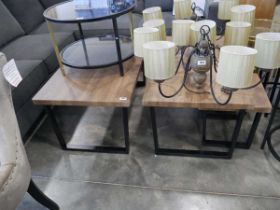 Group of hardwood finish coffee tables incl. 2 large and 2 small nesting tables