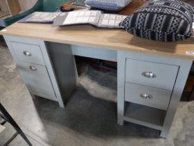 Modern grey dressing unit with light oak finish surface Significant scuffing to edges