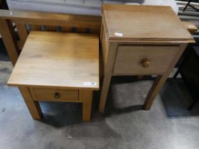 Oak side table with single deep drawer with modern light oak single drawer side table