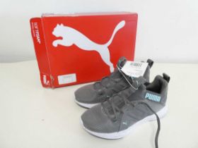 +VAT Boxed pair of Puma trainers in grey. Size 5.5