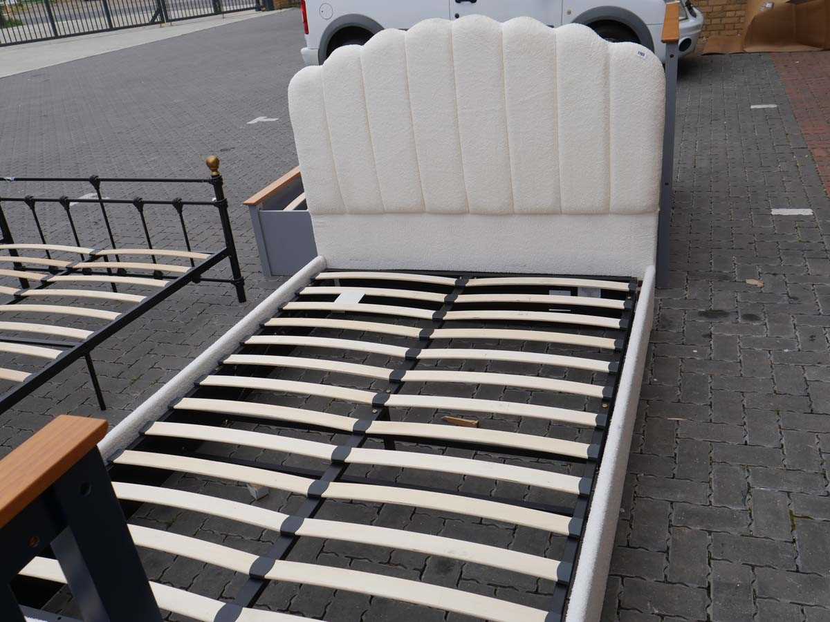 Fleece upholstered storage bed frame
