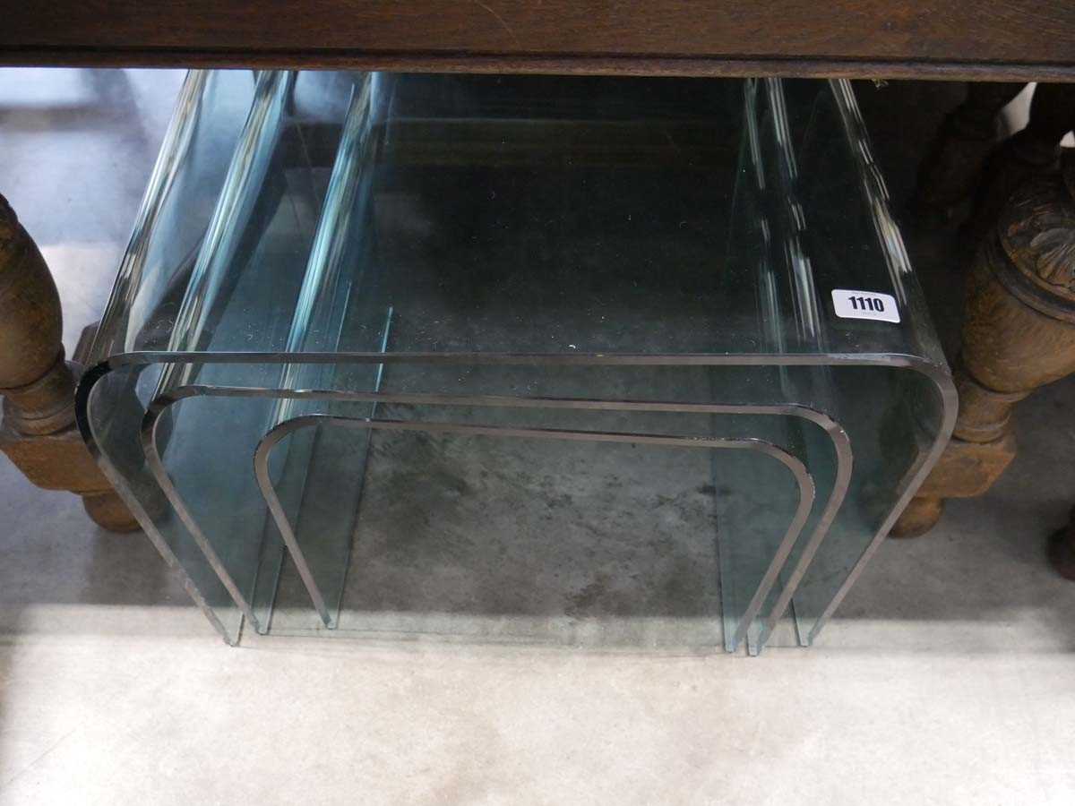 Nest of 3 curved glass coffee tables