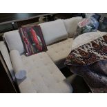 White fleece upholstered L-shaped corner sofa