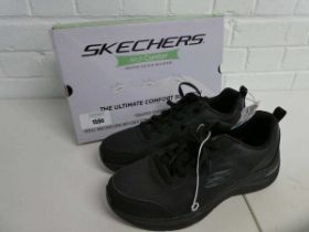 +VAT Boxed pair of Skechers arch comfort trainers in black size 11