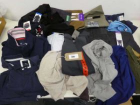 +VAT Approx 20. items of men and womens clothing. To include chinos, jumpers, t shirts