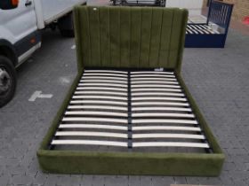 Dark green upholstered bed frame