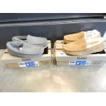 +VAT 2 boxed pairs of mens Kirkland suede slippers ( 1 grey & 1 brown). Both size 8.