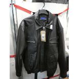 Mens black leather jacket. Size medium.