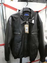 Mens black leather jacket. Size medium.