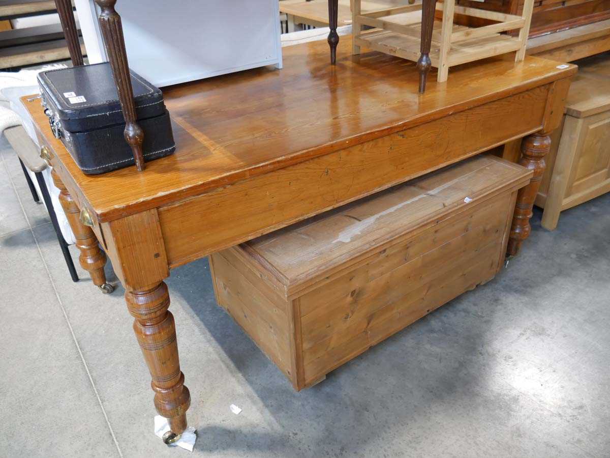 Early 20th century pine coffee table with single drawer to end
