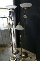 4 various brass coloured standard lamps