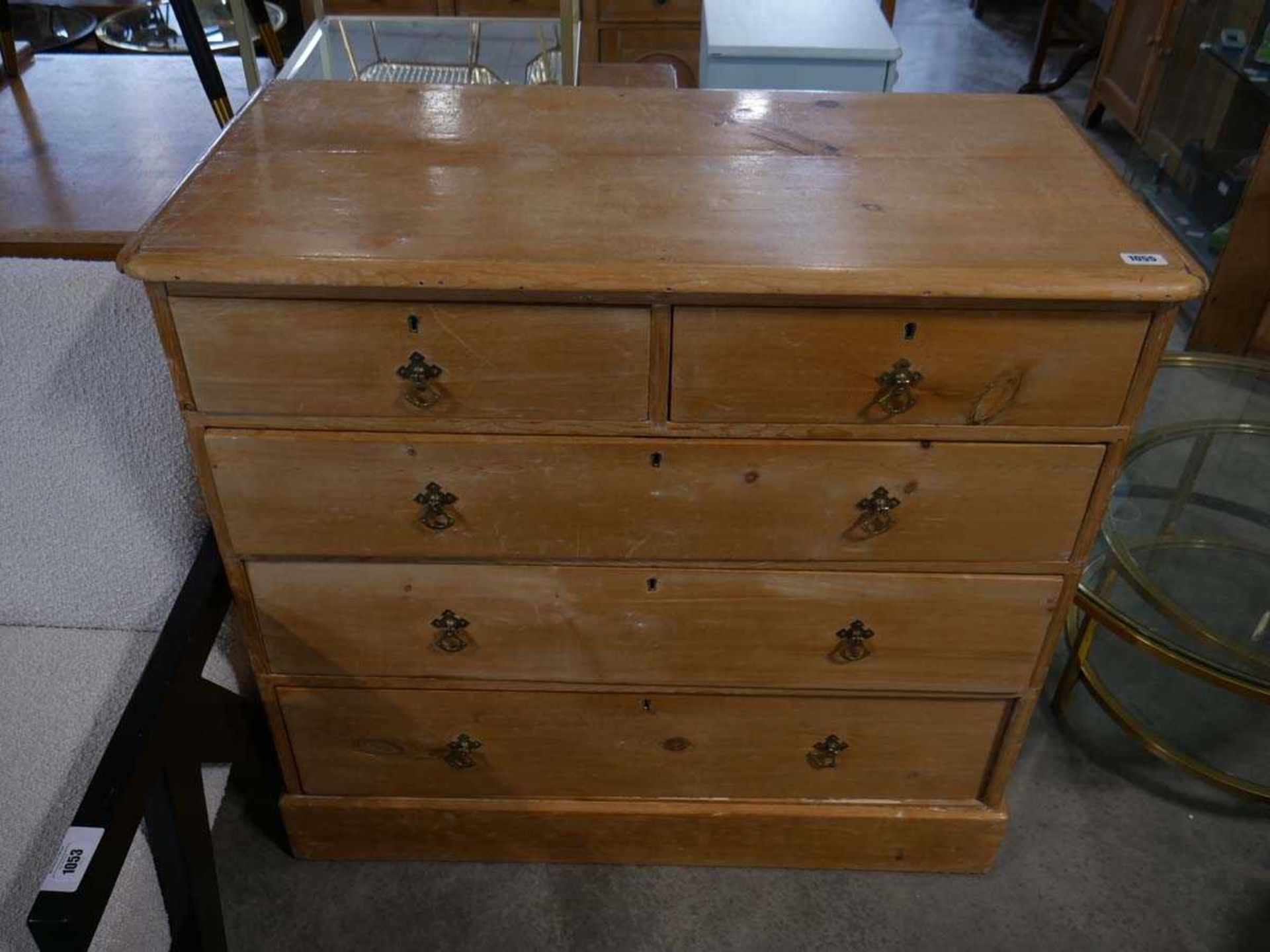 Early 20th century pine chest of 2 over 3 drawers