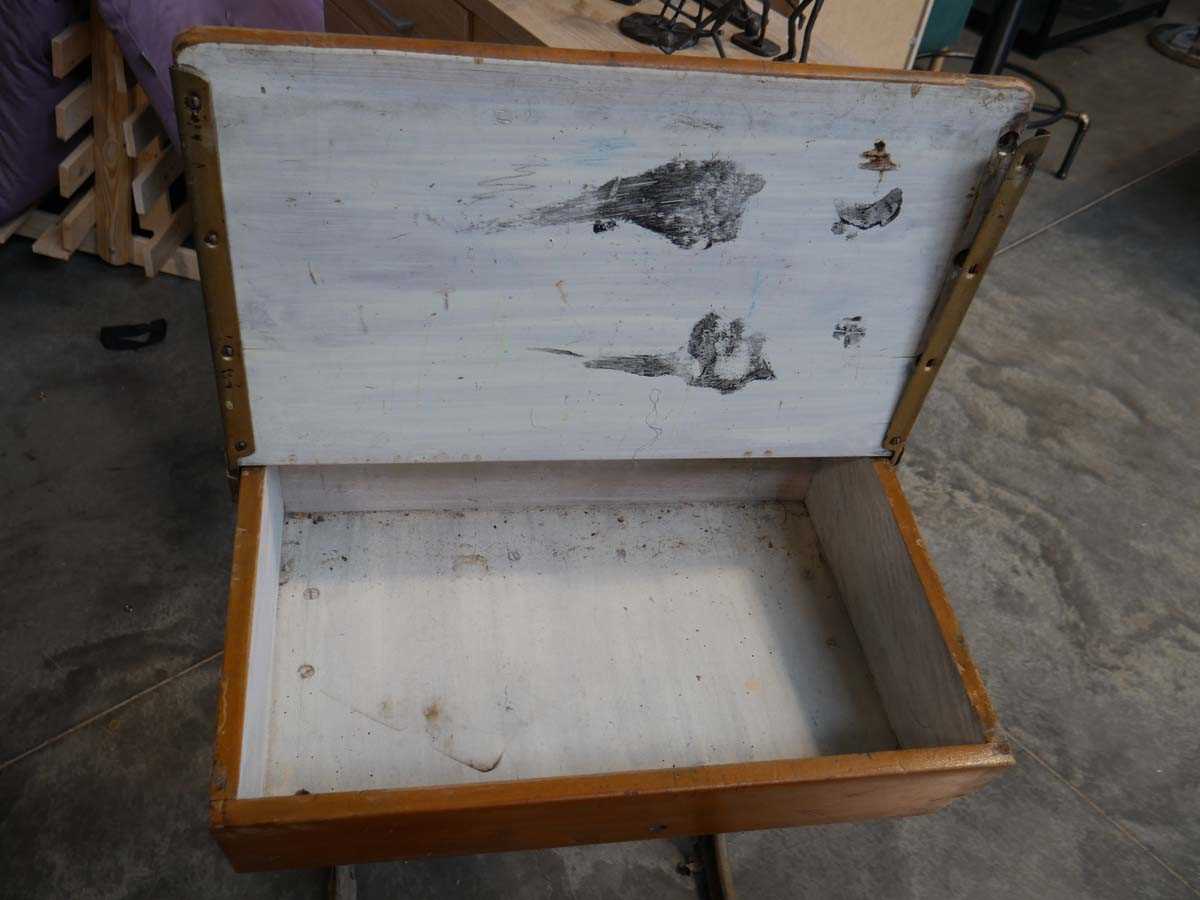 Early 20th century school desk with integral seat - Image 2 of 2