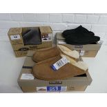 +VAT 2 boxed pairs of mens kirkland shearling slippers (1 beige size 8, 1 black size 10) together