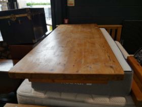 Pine refectory type dining table Significant damage to 1 leg