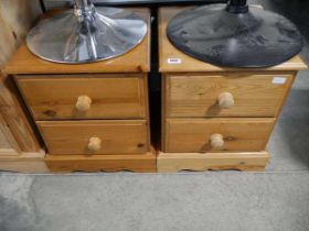 Modern pair of pine 2 drawer bedsides