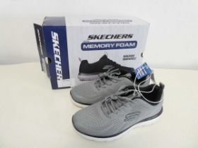 +VAT Boxed pair of Skechers memory foam trainers in grey Size 7