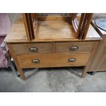 Early 20th century pine chest of 2 over 1 drawers
