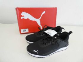 +VAT Boxed pair of Puma trainers in black. Size 8