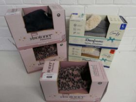 +VAT 3 boxed pairs of ladies totes pillowstep slippers together with 2 boxed pairs of ladies