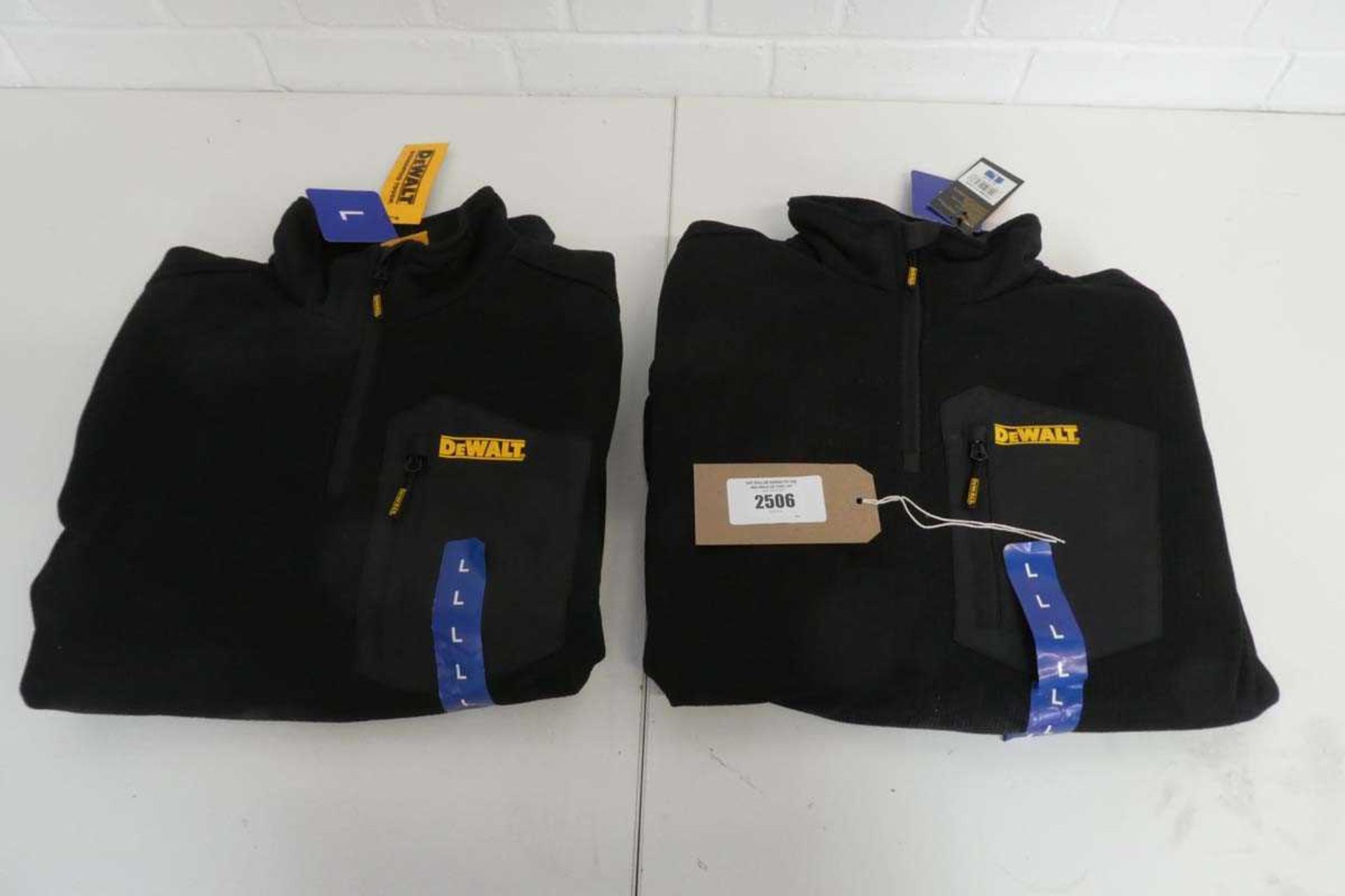 +VAT 2 DeWalt 1/4 zip work fleeces (both size L), both in black