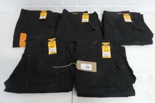 +VAT 5 pairs of DeWalt holster multi pocket work trousers in black (W40 L32)