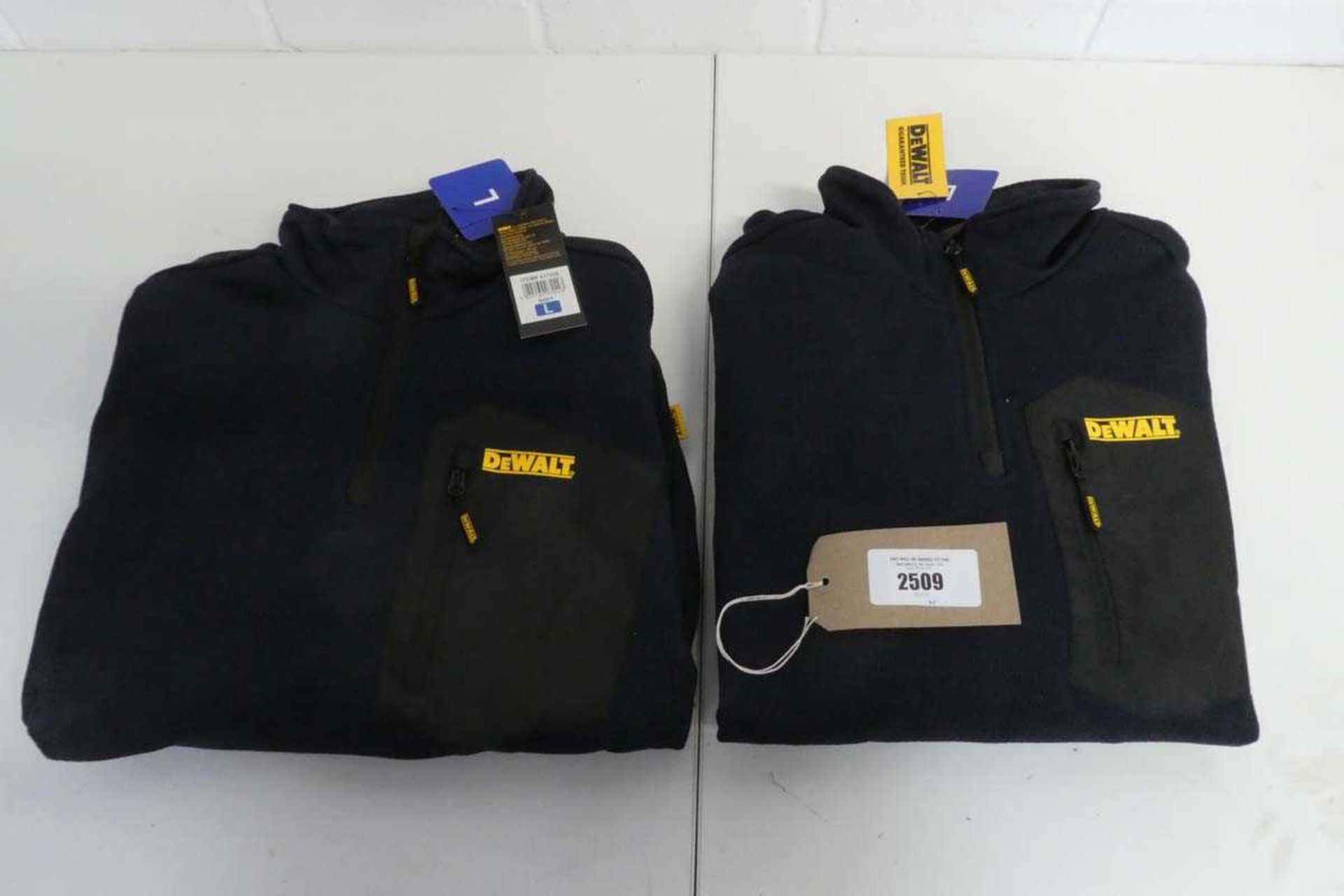 +VAT 2 DeWalt 1/4 zip work fleeces (both size L), both in navy