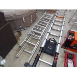 2 mixed size extending ladders