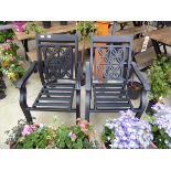 Set of 4 black decorative aluminum decorative garden armchairs