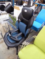 +VAT Black and blue leatherette part assembled gaming chair