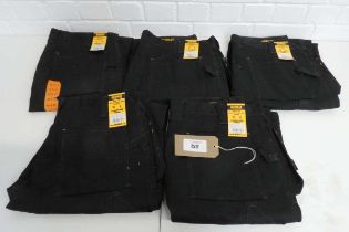 +VAT 5 pairs of DeWalt holster multi pocket work trousers in black (W40 L32)