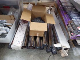 Large quantity of chrome height adjustable breakfast bar legs with box of associated fixings and