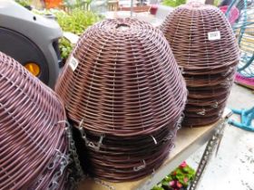 10 35cm (14") brown rattan effect hanging baskets
