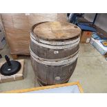 Oak metal banded whiskey barrel